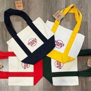 NWT Trader Joe's Mini Tote Canvas Bag Set